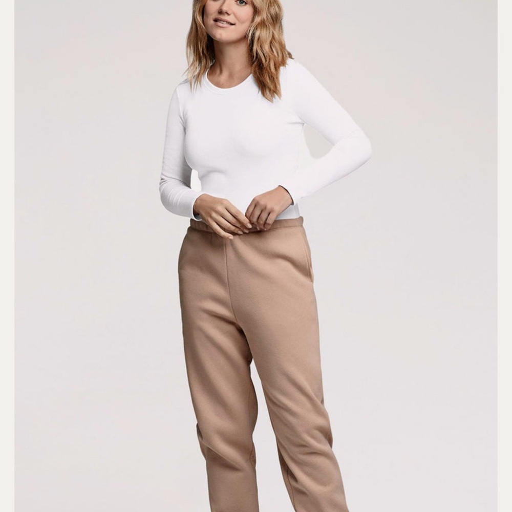 nuuds White Long Sleeve Ribbed Crewneck Bodysuit